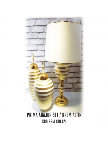 KOD ABJ PRM 180 121   PRİMA ABAJUR SET / KREM ALTIN