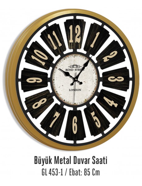 GL 453-1 Büyük Metal Duvar Saati